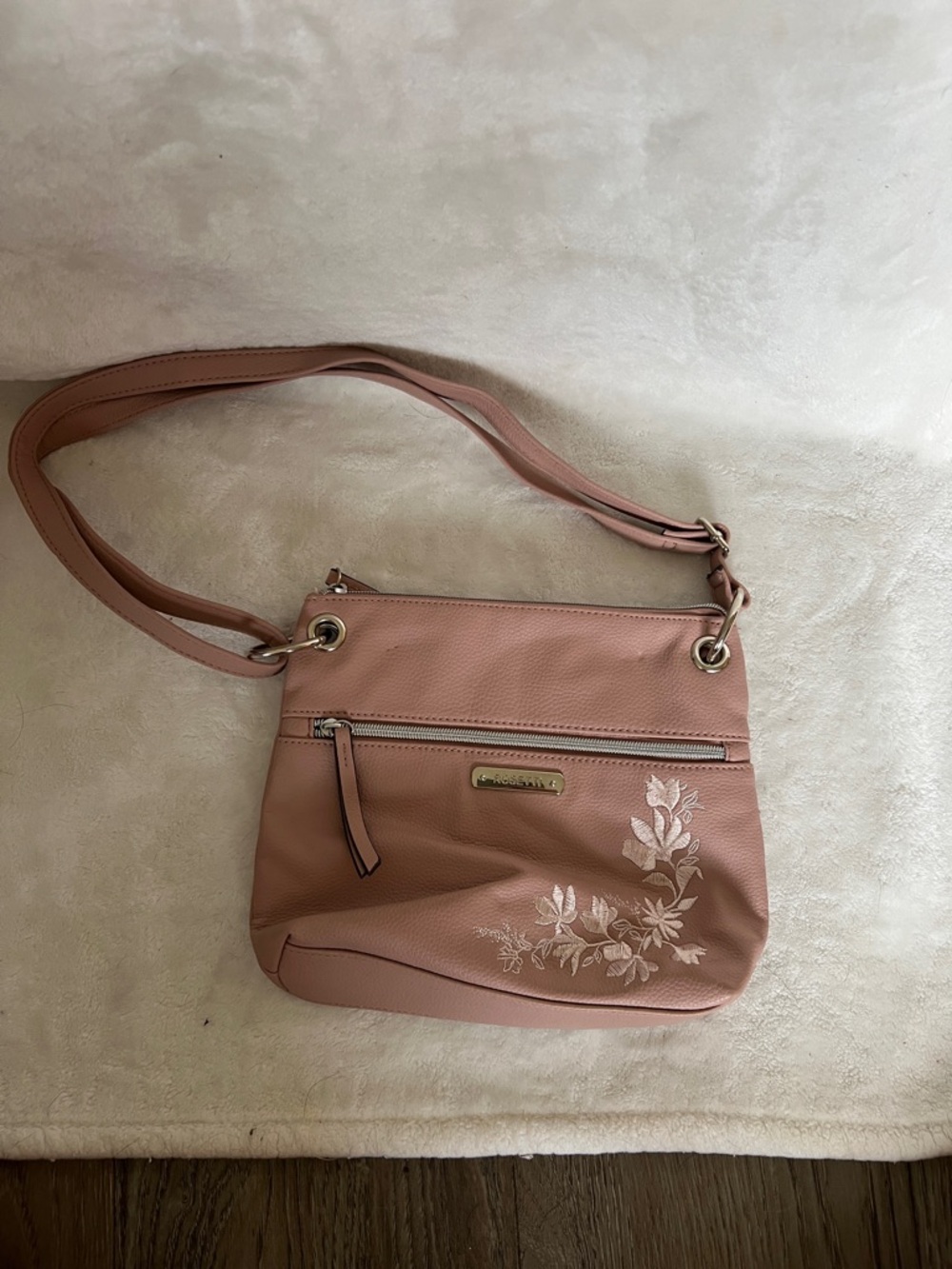 Rosetti Blush Pink Floral Crossbody Shoulder Bag